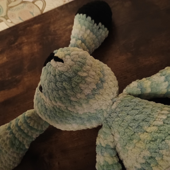 Handmade Crochet Plushie Stuffed Animal Dog 15in Blue And Black - Picture 12 of 12